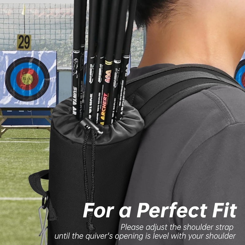 Sunya Archery Arrow Quiver with Shoulder Carrying Belt. Back Arrow Bag Holder and Side Waist Hip Quiver - Two in One for Practice - Image 5